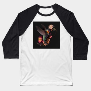 Fantasy Hummingbird with Flowers Baseball T-Shirt